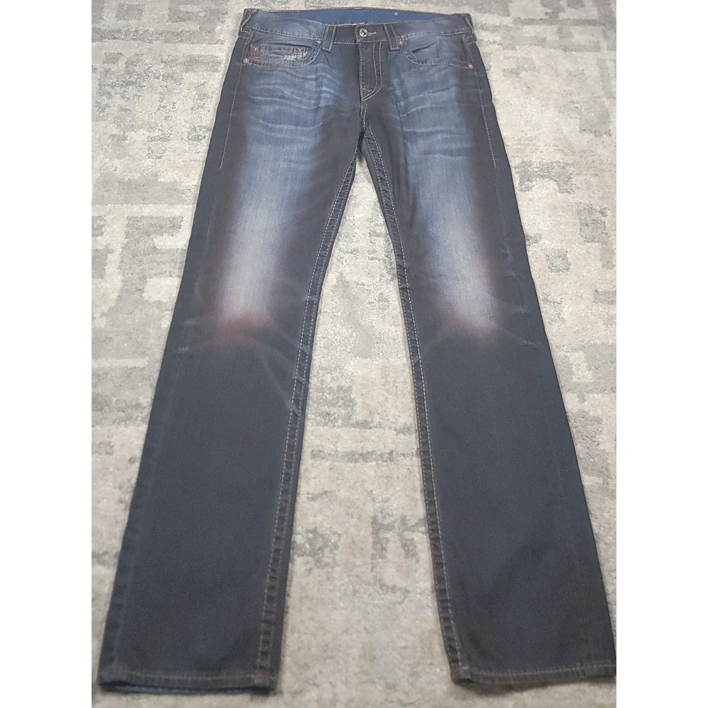 True Religion Men's Straight Fit Big T No Flap Denim Jeans Sz 36x34